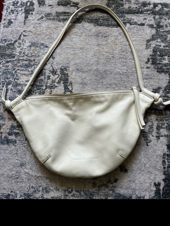 Freda Salvador Handbags - Freda Salvador Cream Half-Moon Leather Shoulder Bag
